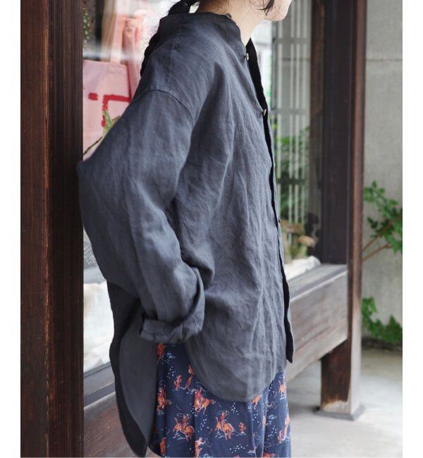 journal standard luxe「リネン スタンドカラーシャツ」|シャツ・ブラウス|グレー