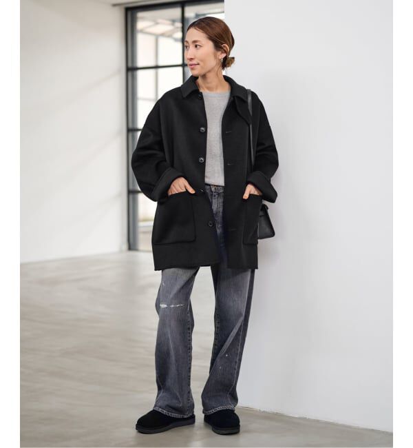 FRAMeWORK「ハミルトンバルカラーミドルコート」|ステンカラーコート|