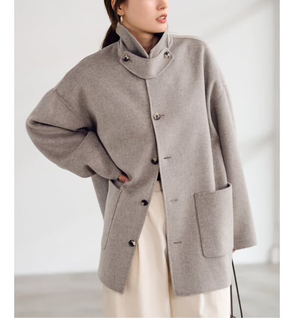 FRAMeWORK「ハミルトンバルカラーミドルコート」|ステンカラーコート|