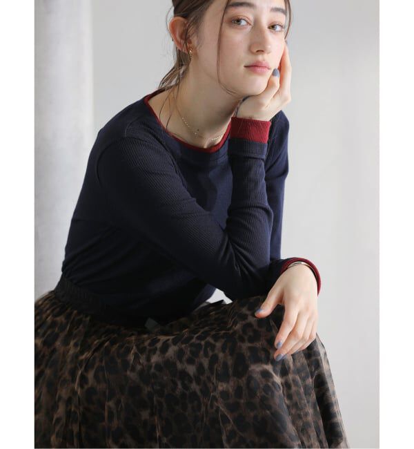  「【洗える】配色ウールテレコカットソー」|Tシャツ・カットソー|