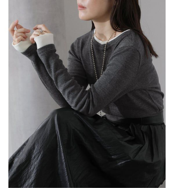  「【洗える】配色ウールテレコカットソー」|Tシャツ・カットソー|