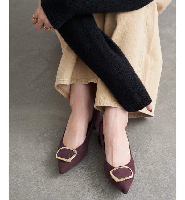  「《追加》3cmポインテッドニュアンスバックルパンプス」|パンプス|ボルドー