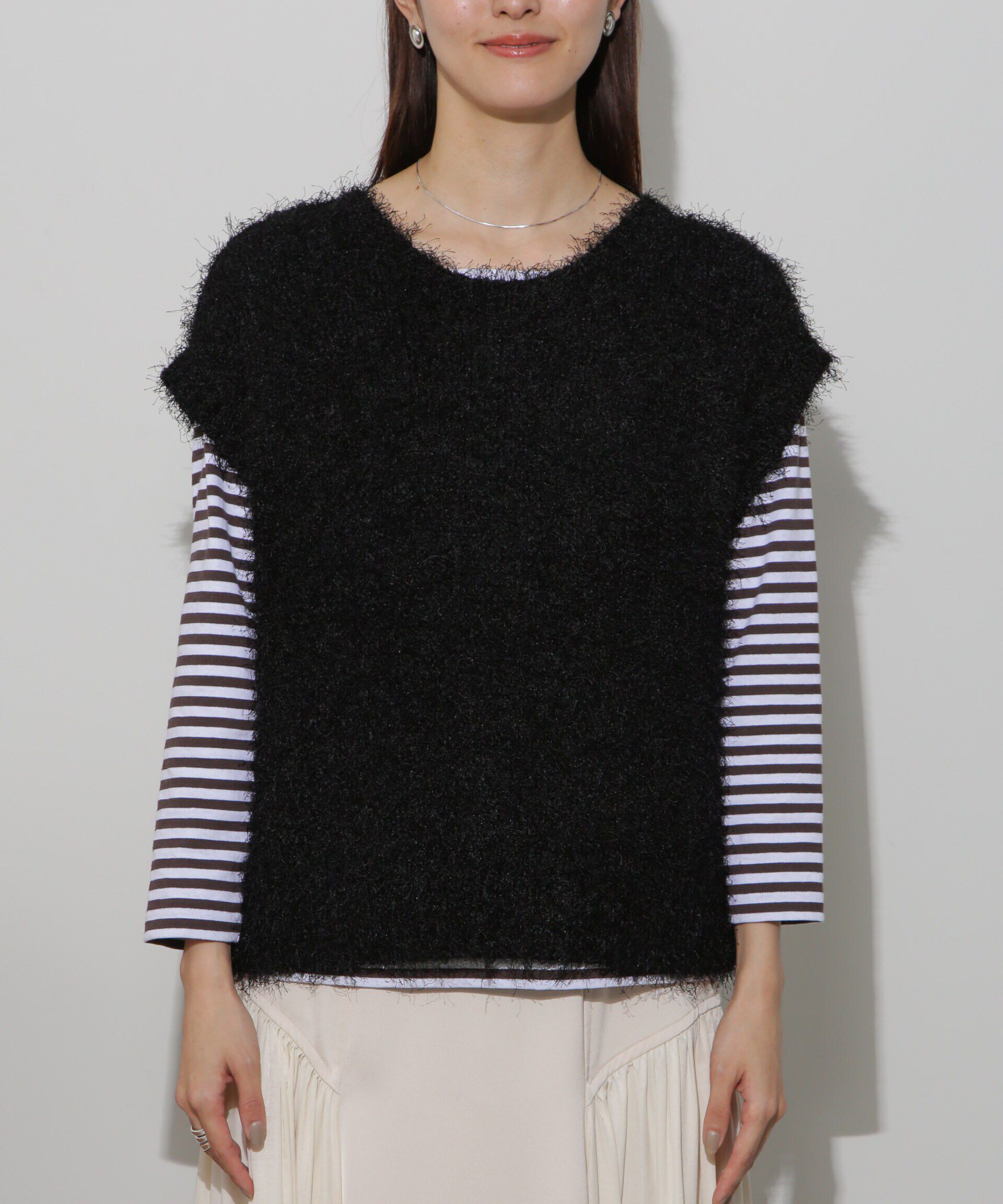 nano･universe「前後2wayフェザーヤーンニットベスト」|ニット・セーター|