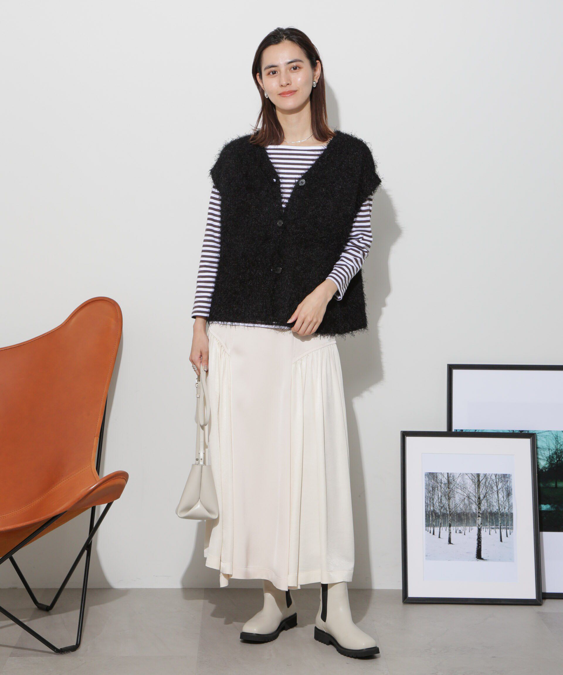 nano･universe「前後2wayフェザーヤーンニットベスト」|ニット・セーター|