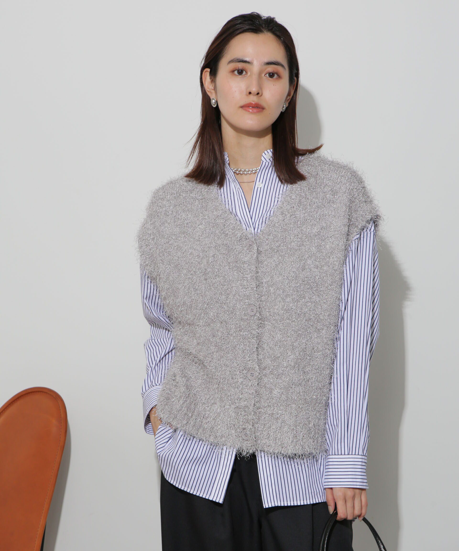 nano･universe「前後2wayフェザーヤーンニットベスト」|ニット・セーター|