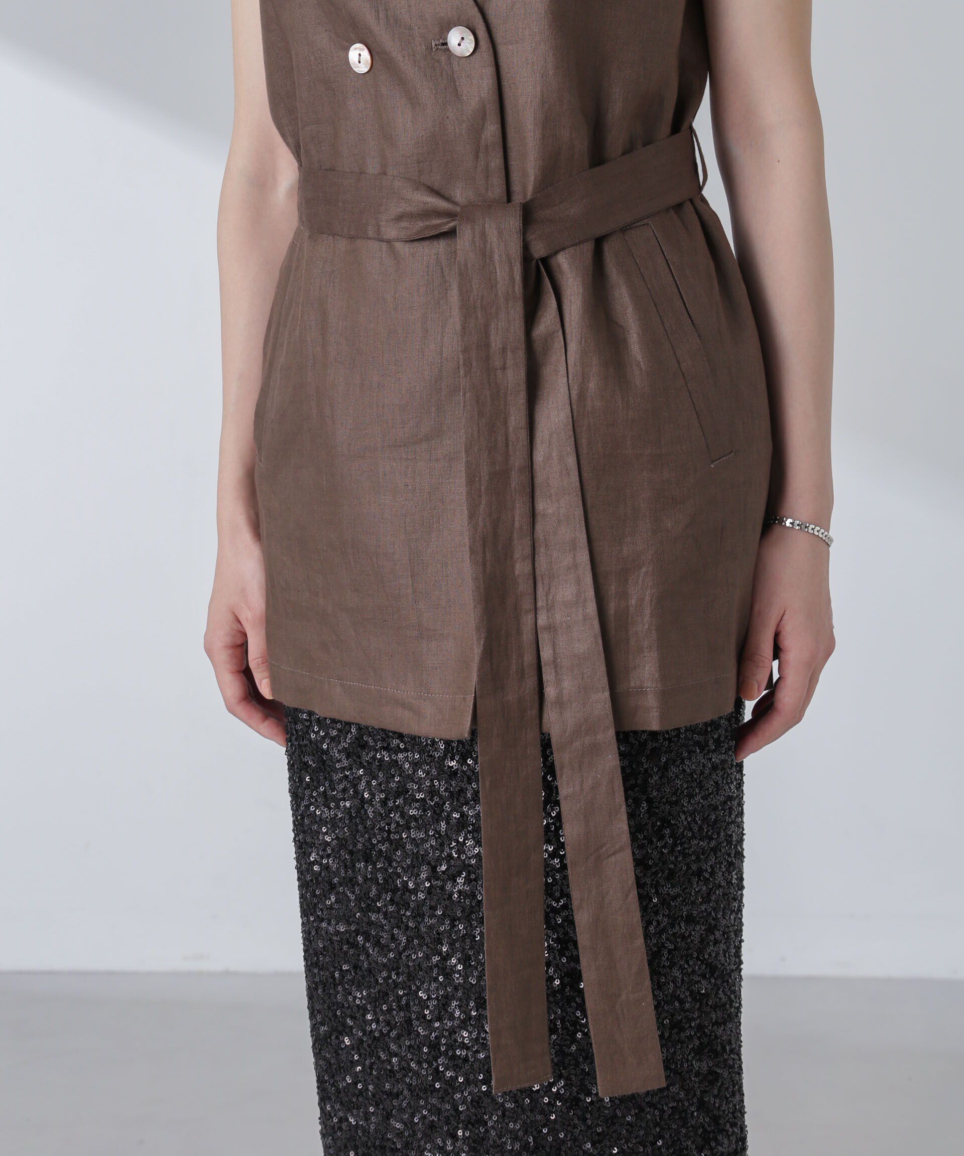 nano･universe「ベルト付リネンジレ(セットアップ可)」|ベスト・ジレ|