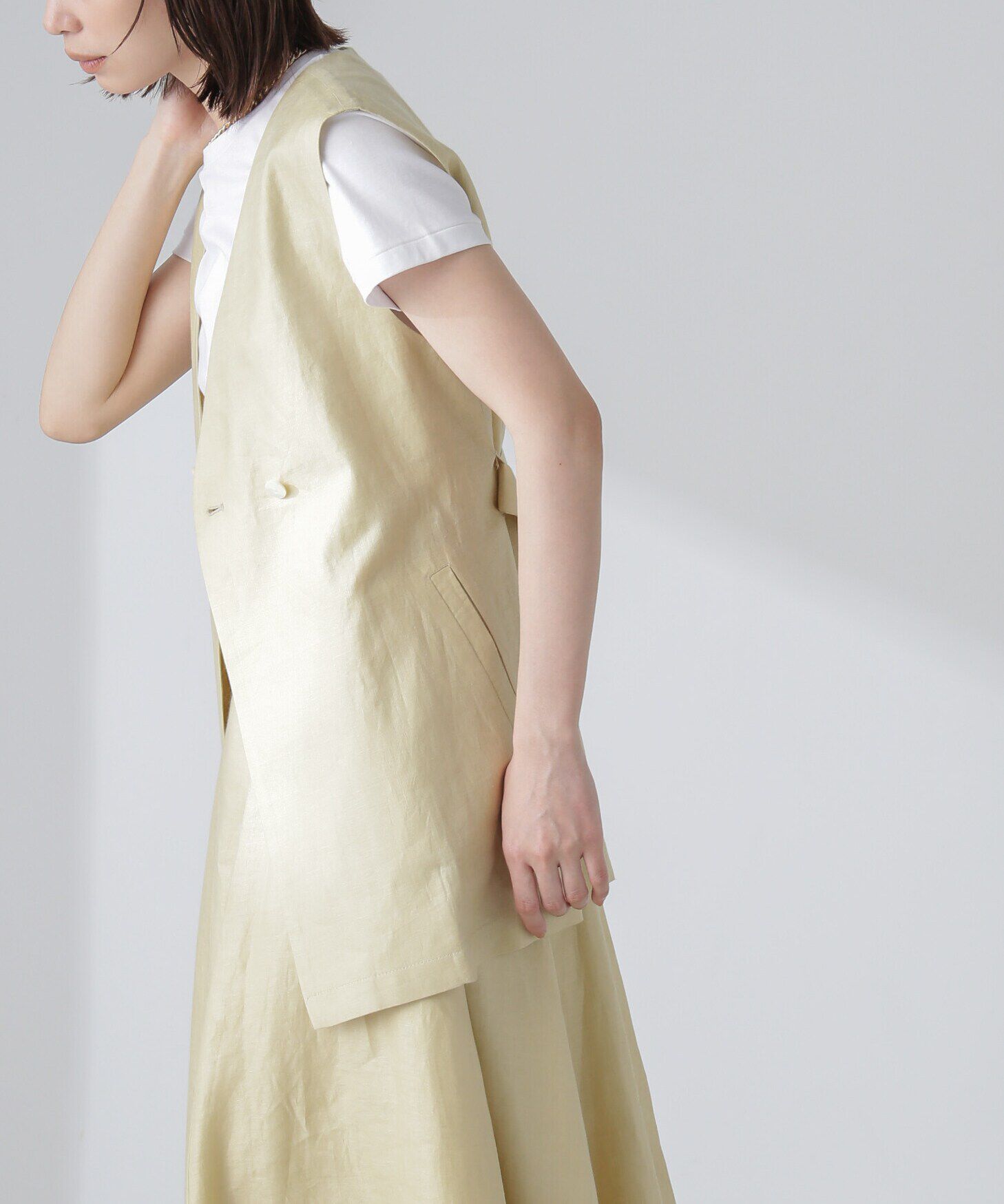 nano･universe「ベルト付リネンジレ(セットアップ可)」|ベスト・ジレ|