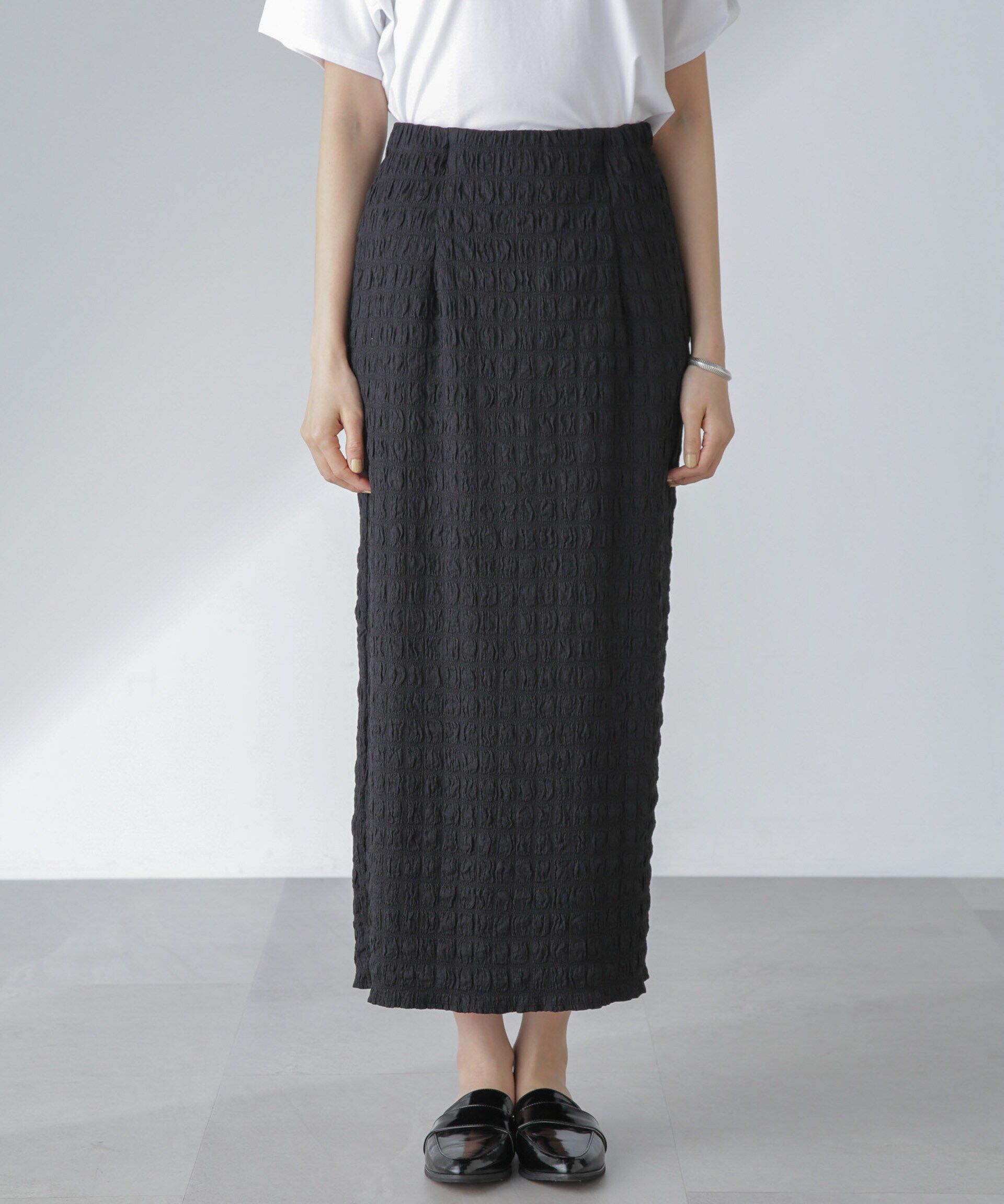 nano･universe「フクレシャーリングタイトスカート（セットアップ可）」|スカート|