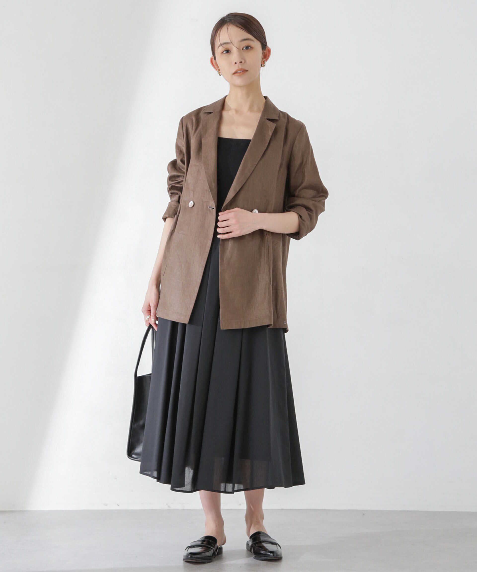 nano･universe「レオファインギャザーフレアスカート（セットアップ可）」|スカート|ブラック