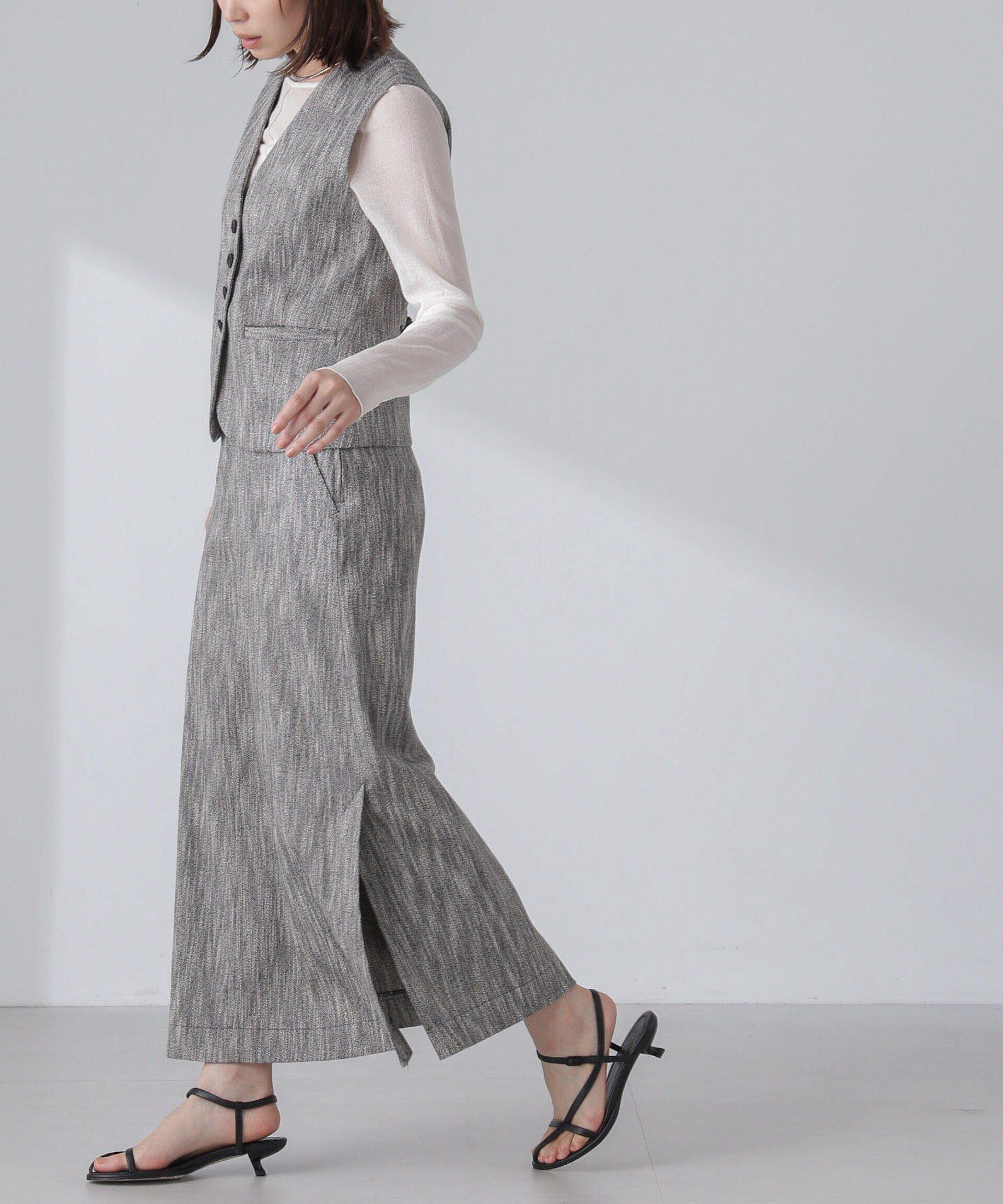 nano･universe「スラブメランジマキシスカート(セットアップ可)」|スカート|