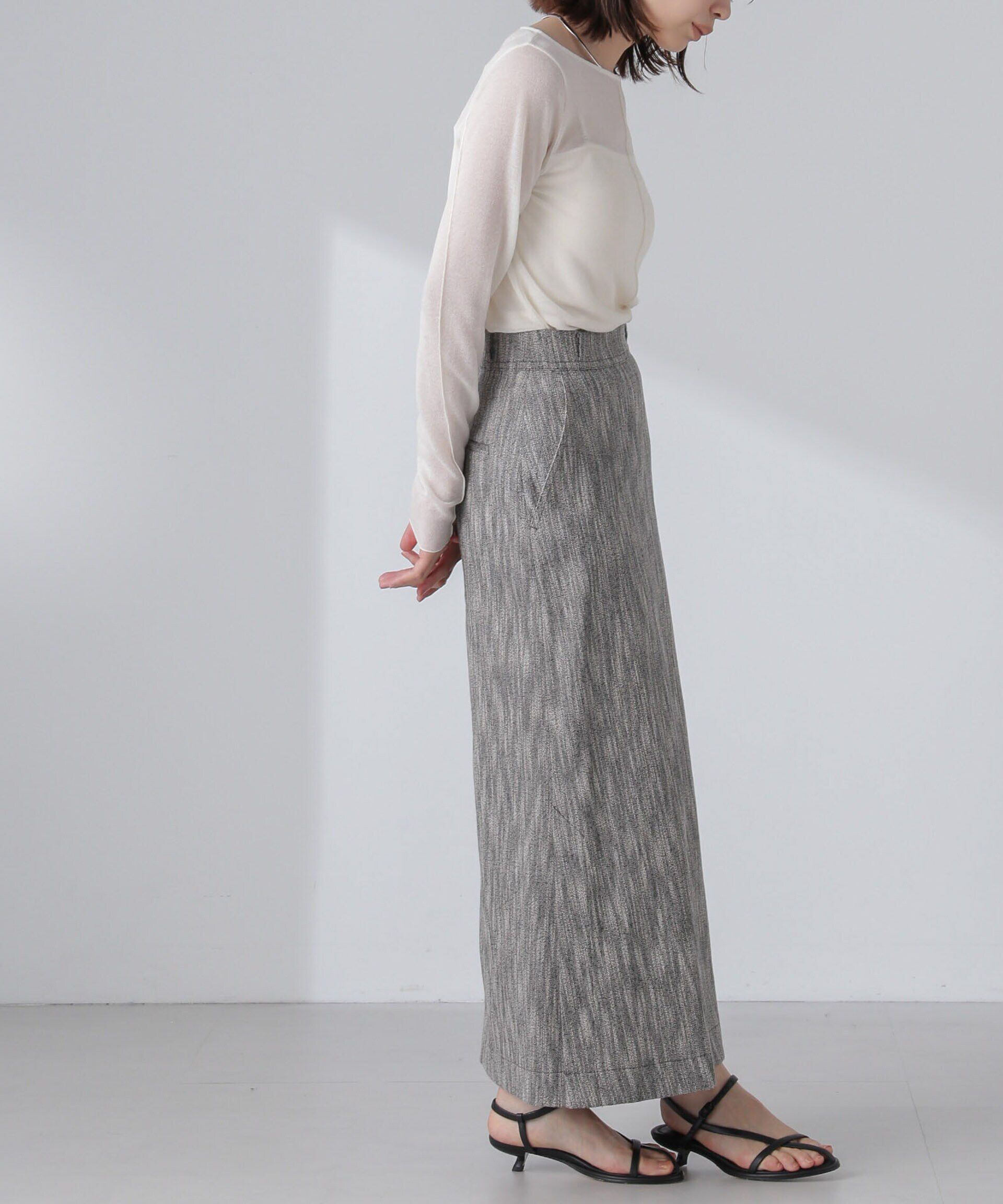 nano･universe「スラブメランジマキシスカート(セットアップ可)」|スカート|