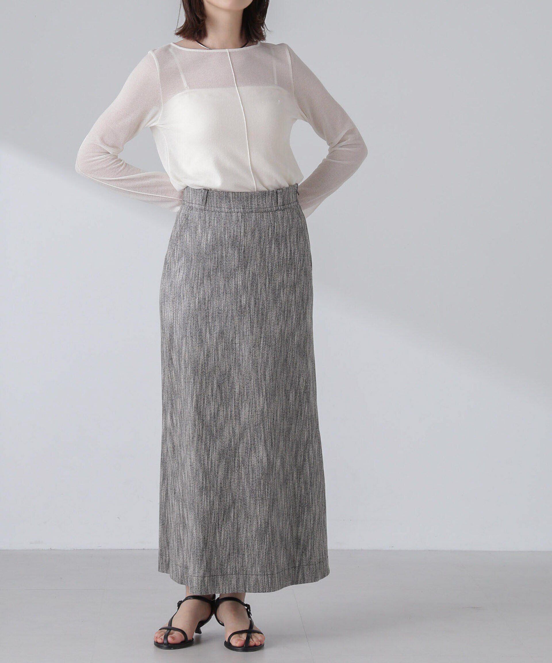 nano･universe「スラブメランジマキシスカート(セットアップ可)」|スカート|