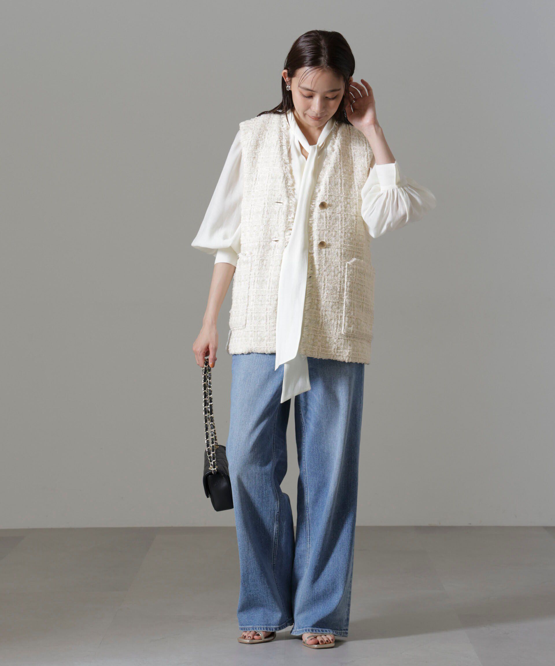 nano･universe「Vネックツイードジレ」|テーラードジャケット|