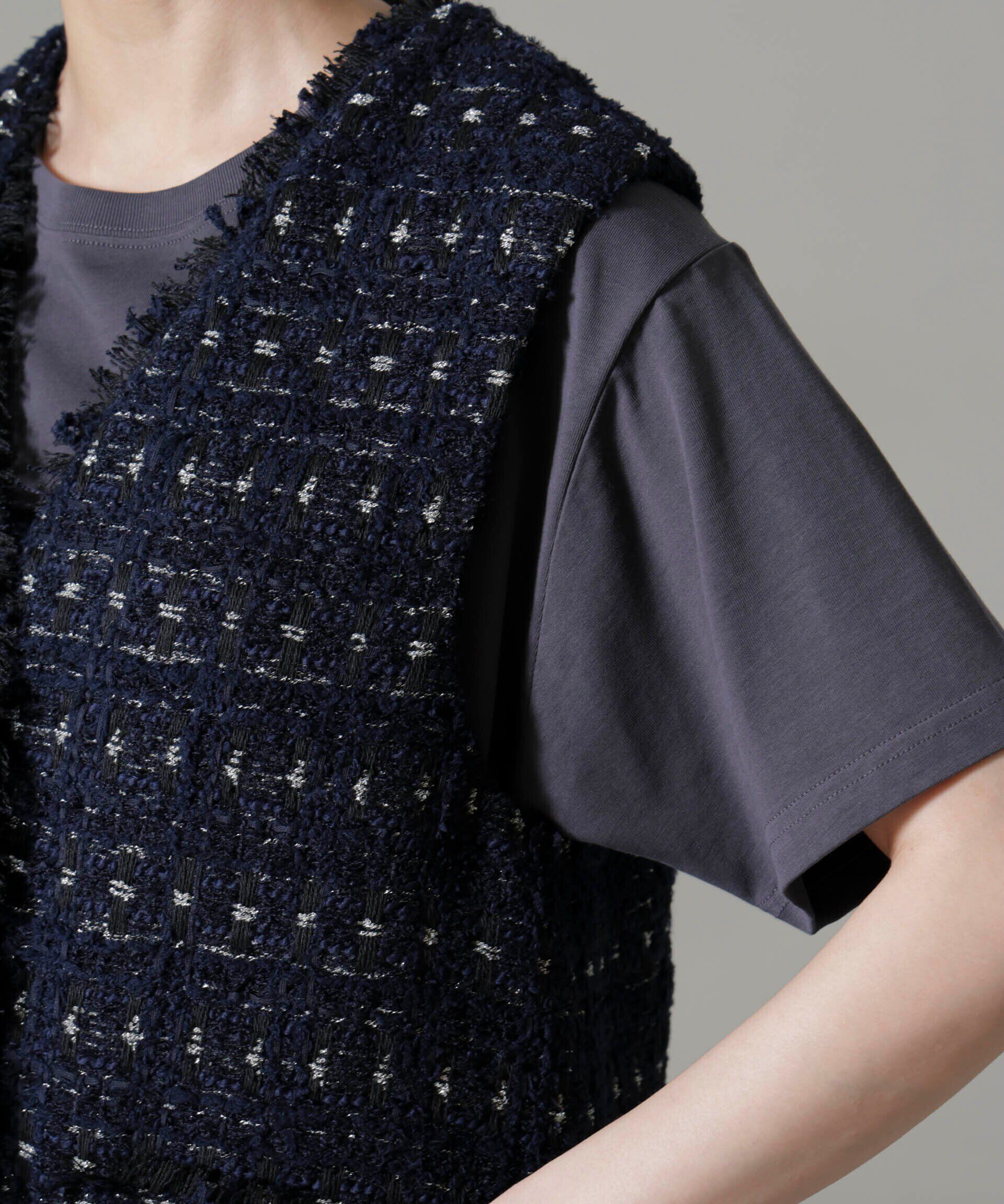 nano･universe「Vネックツイードジレ」|テーラードジャケット|