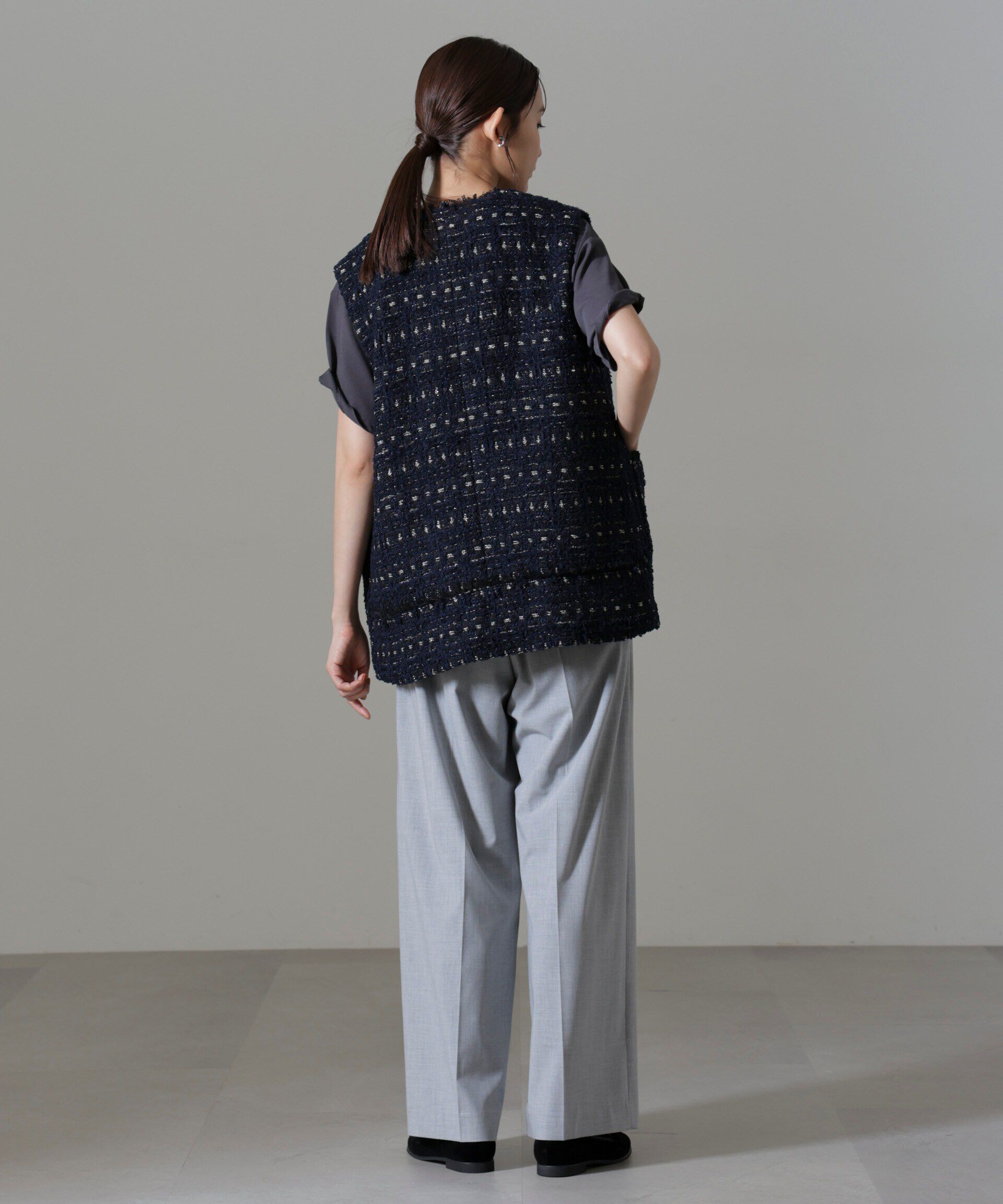 nano･universe「Vネックツイードジレ」|テーラードジャケット|