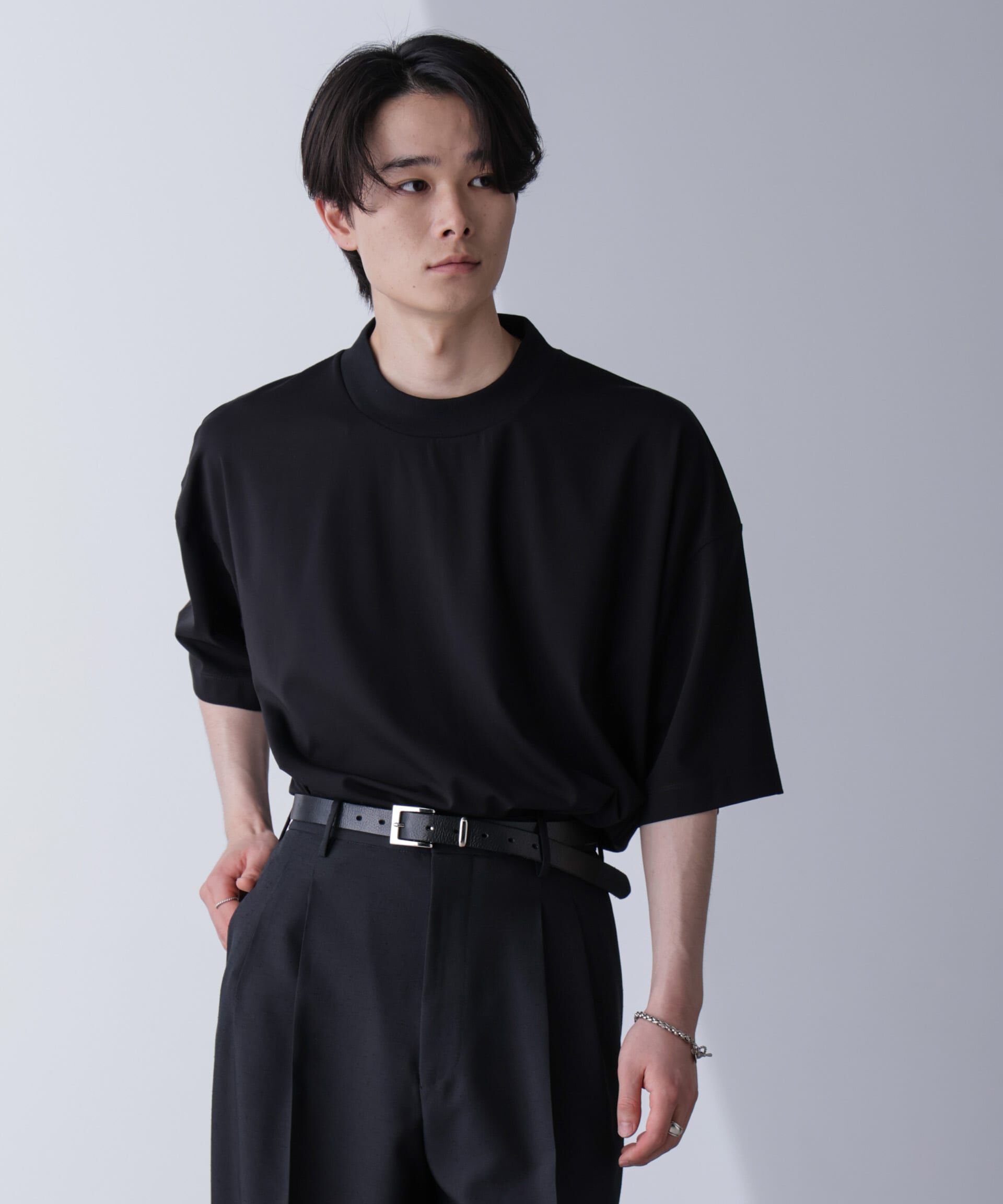 nano･universe「モックネックワイドシルエットTシャツ 半袖」|Tシャツ・カットソー|