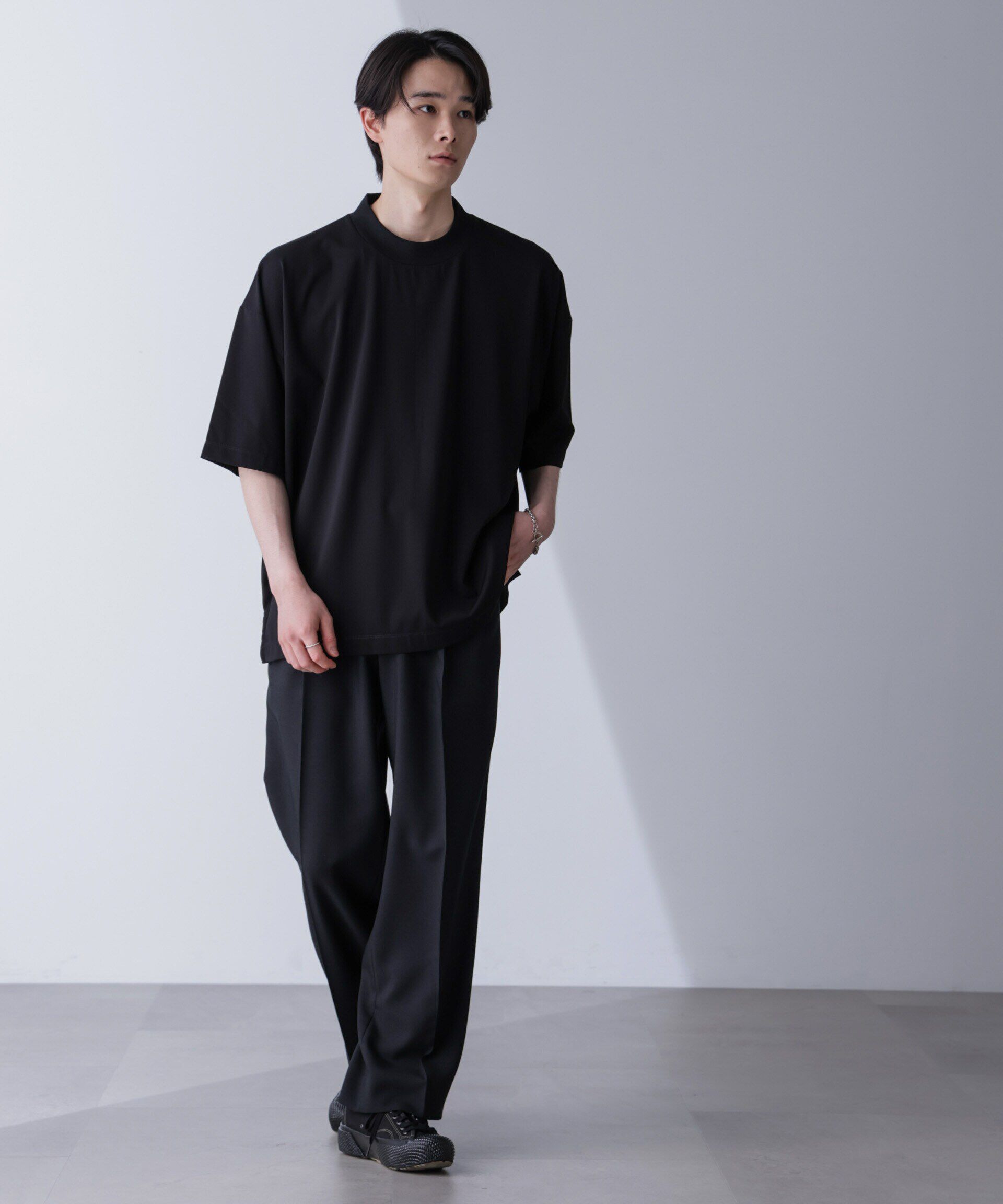 nano･universe「モックネックワイドシルエットTシャツ 半袖」|Tシャツ・カットソー|