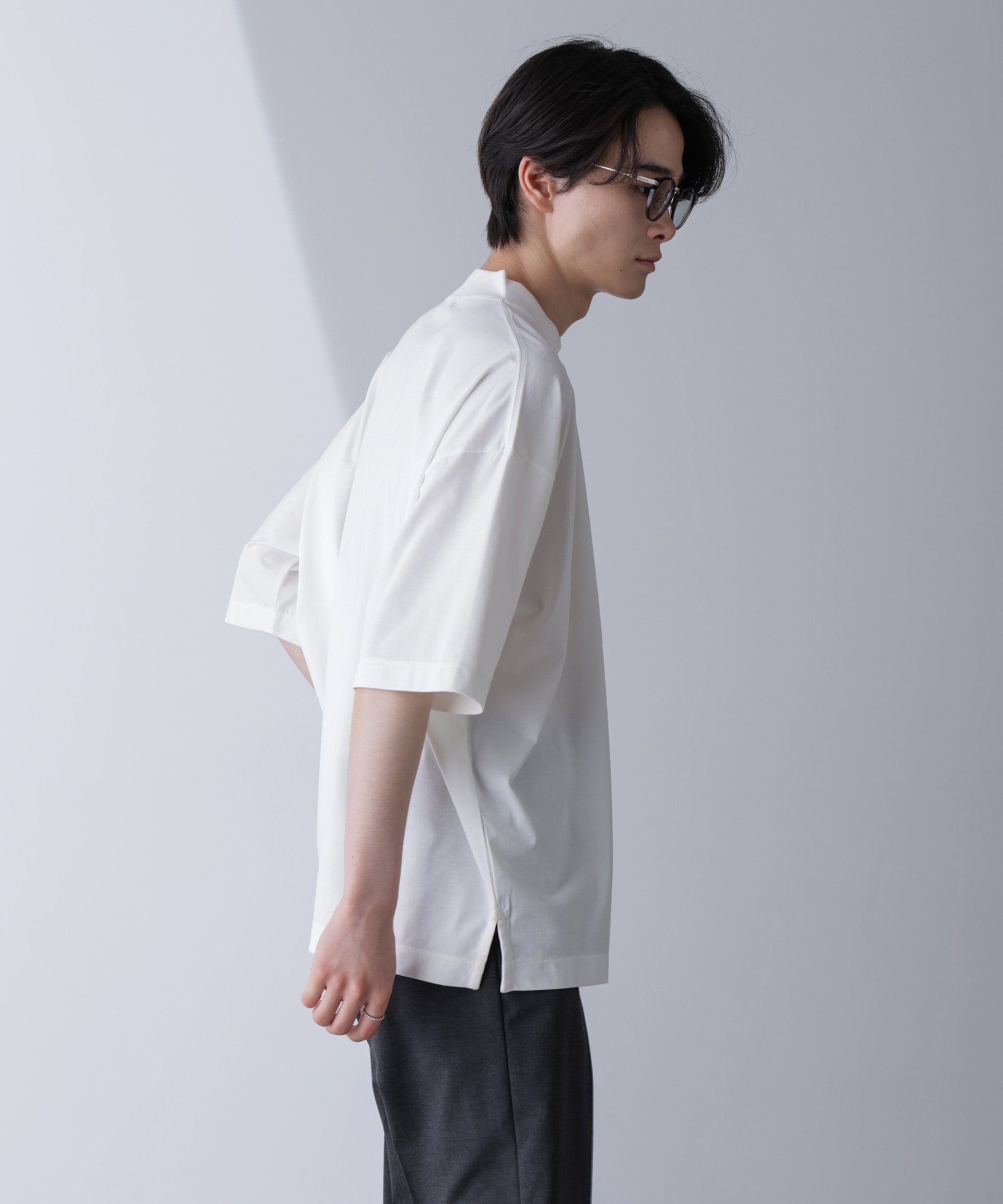 nano･universe「モックネックワイドシルエットTシャツ 半袖」|Tシャツ・カットソー|