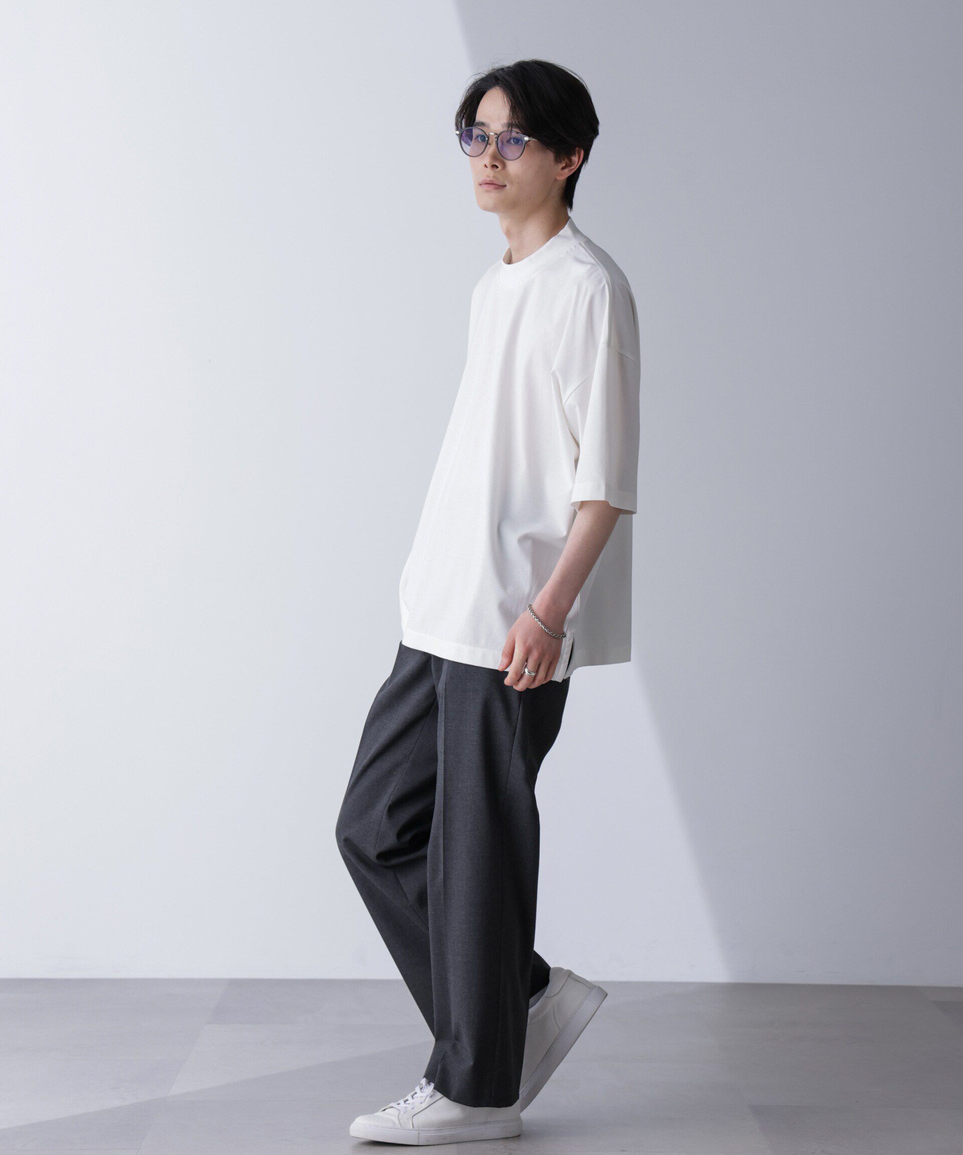 nano･universe「モックネックワイドシルエットTシャツ 半袖」|Tシャツ・カットソー|