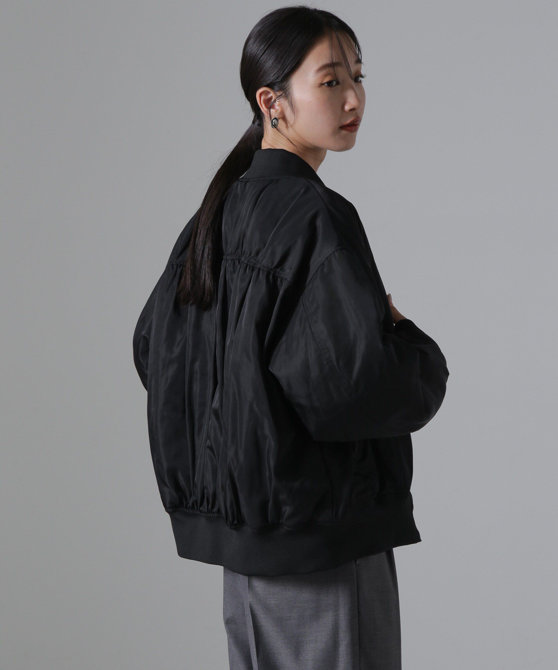 nano･universe「バックギャザーMA-1ブルゾン」|ブルゾン・スタジャン|