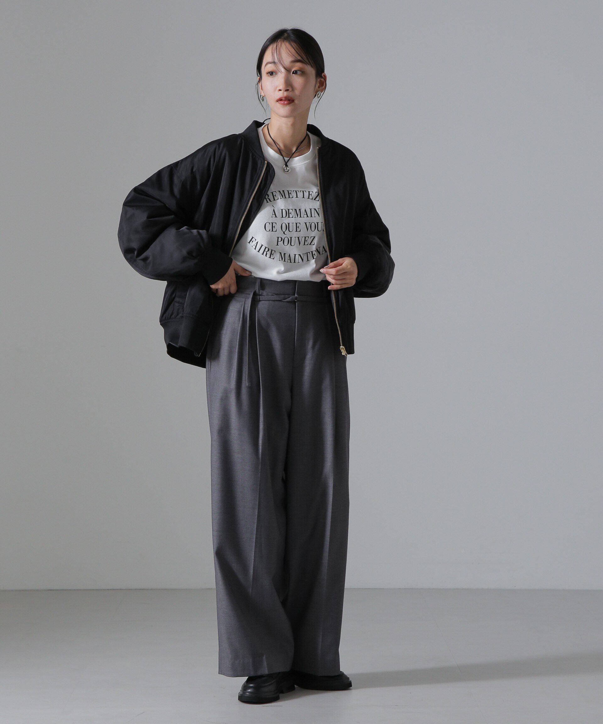 nano･universe「バックギャザーMA-1ブルゾン」|ブルゾン・スタジャン|