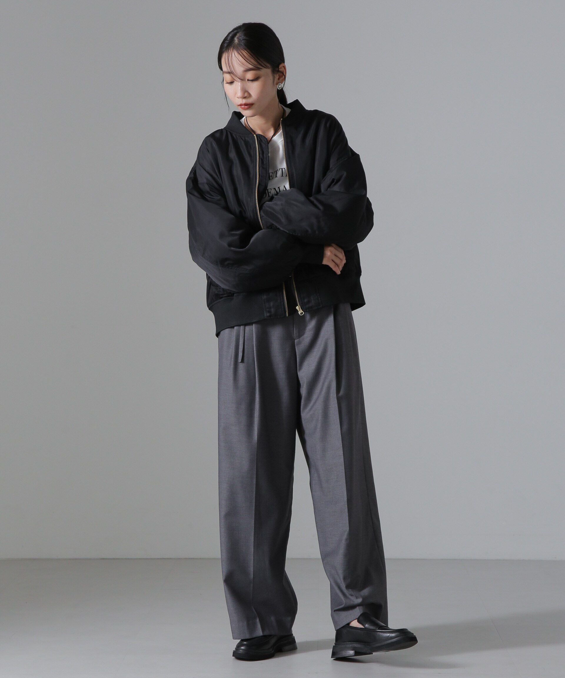 nano･universe「バックギャザーMA-1ブルゾン」|ブルゾン・スタジャン|