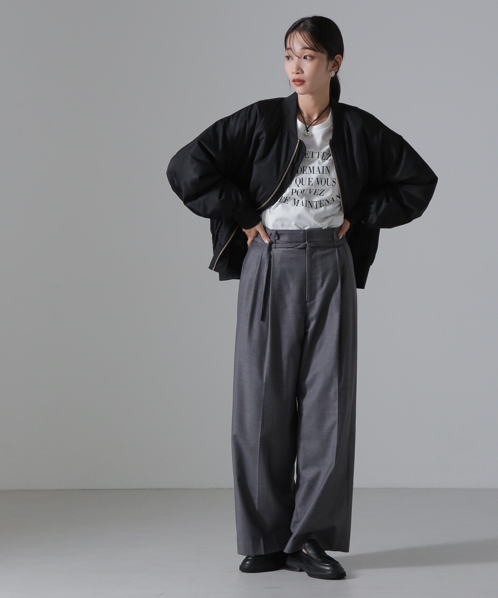 nano･universe「バックギャザーMA-1ブルゾン」|ブルゾン・スタジャン|