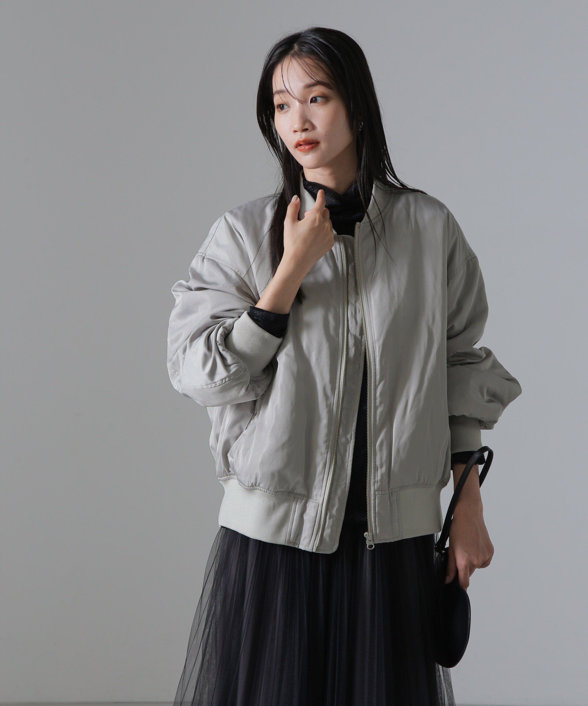 nano･universe「バックギャザーMA-1ブルゾン」|ブルゾン・スタジャン|グレージュ3