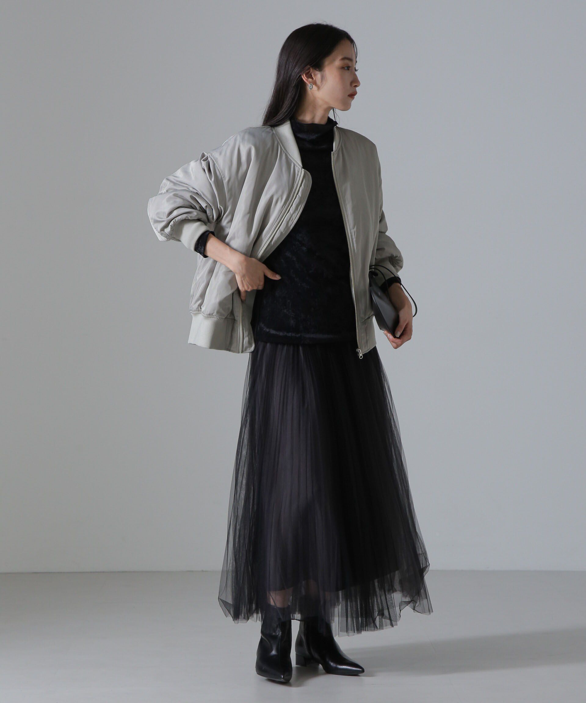 nano･universe「バックギャザーMA-1ブルゾン」|ブルゾン・スタジャン|