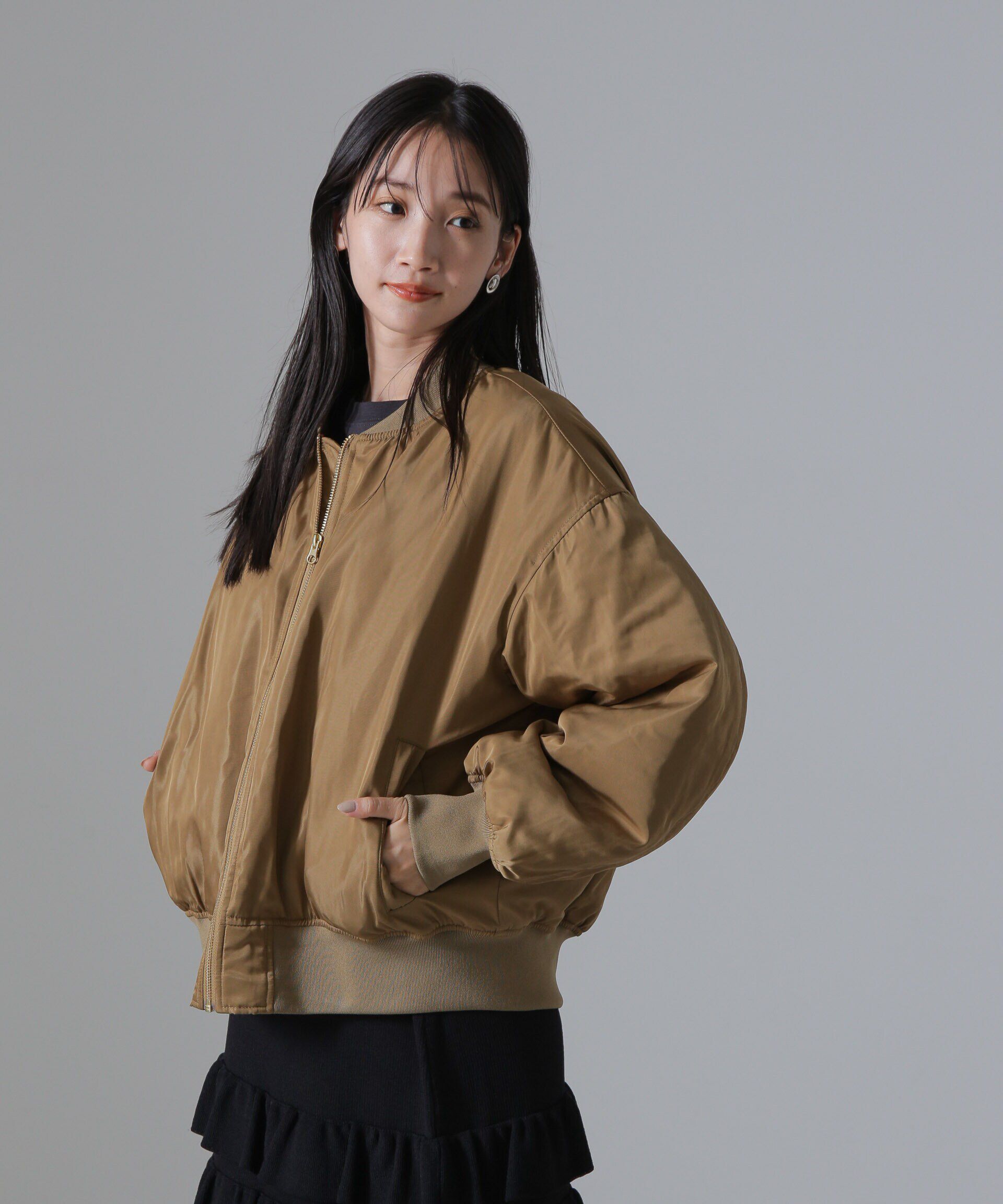 nano･universe「バックギャザーMA-1ブルゾン」|ブルゾン・スタジャン|カーキベージ 6