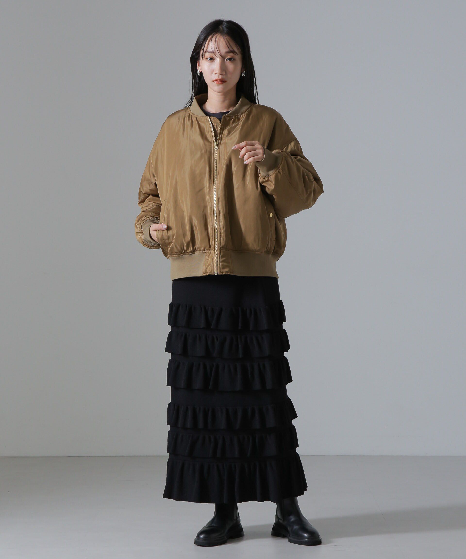 nano･universe「バックギャザーMA-1ブルゾン」|ブルゾン・スタジャン|