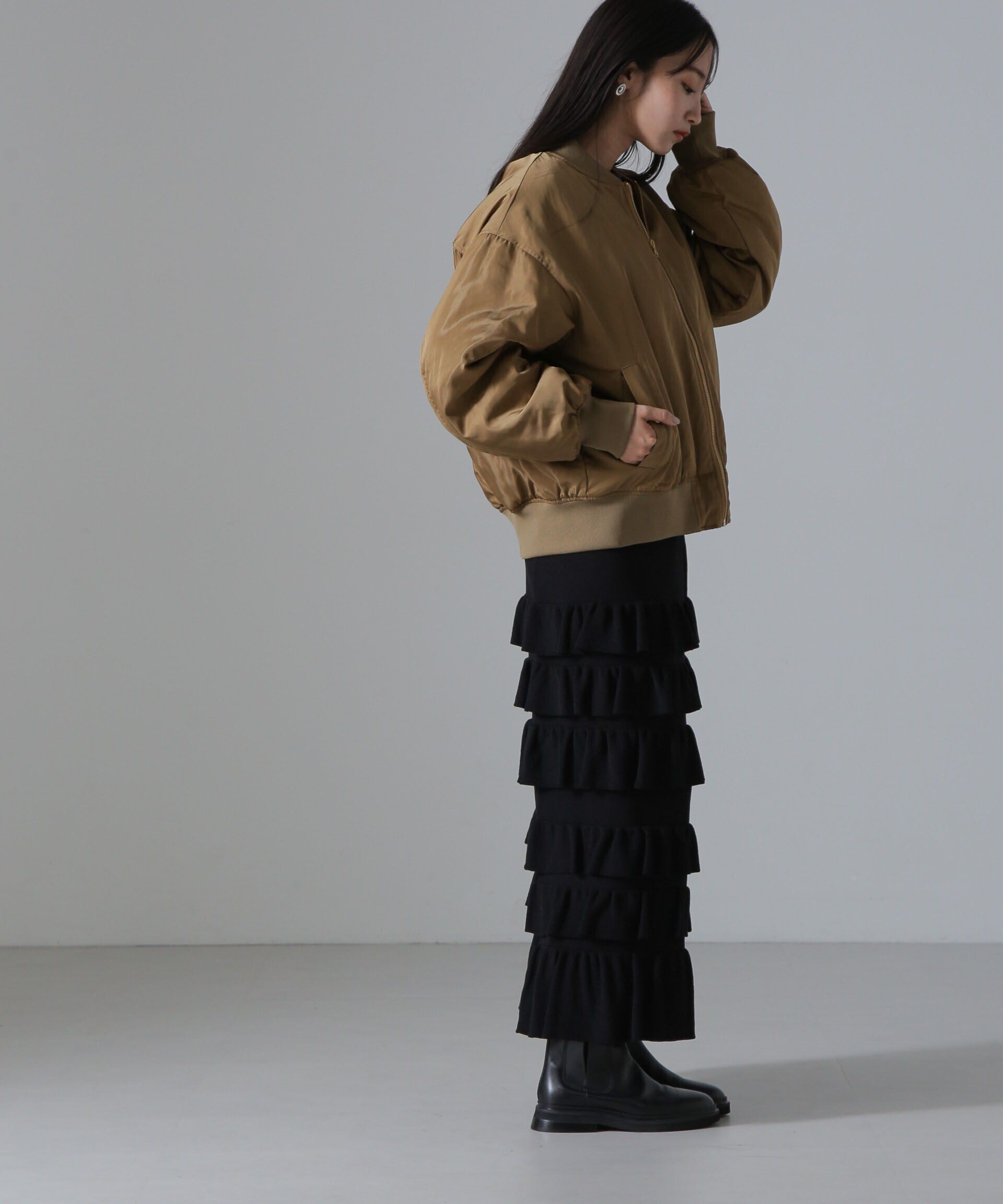 nano･universe「バックギャザーMA-1ブルゾン」|ブルゾン・スタジャン|