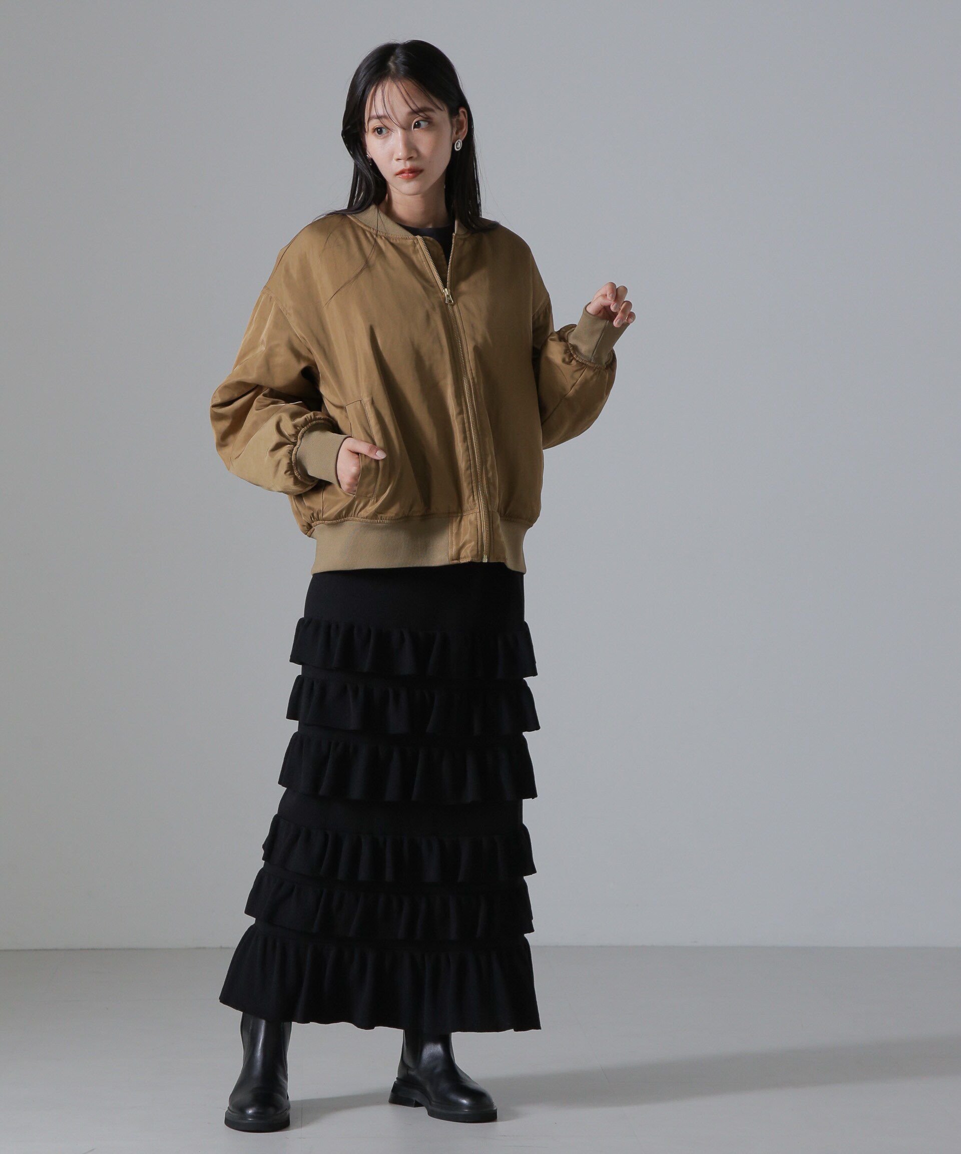 nano･universe「バックギャザーMA-1ブルゾン」|ブルゾン・スタジャン|