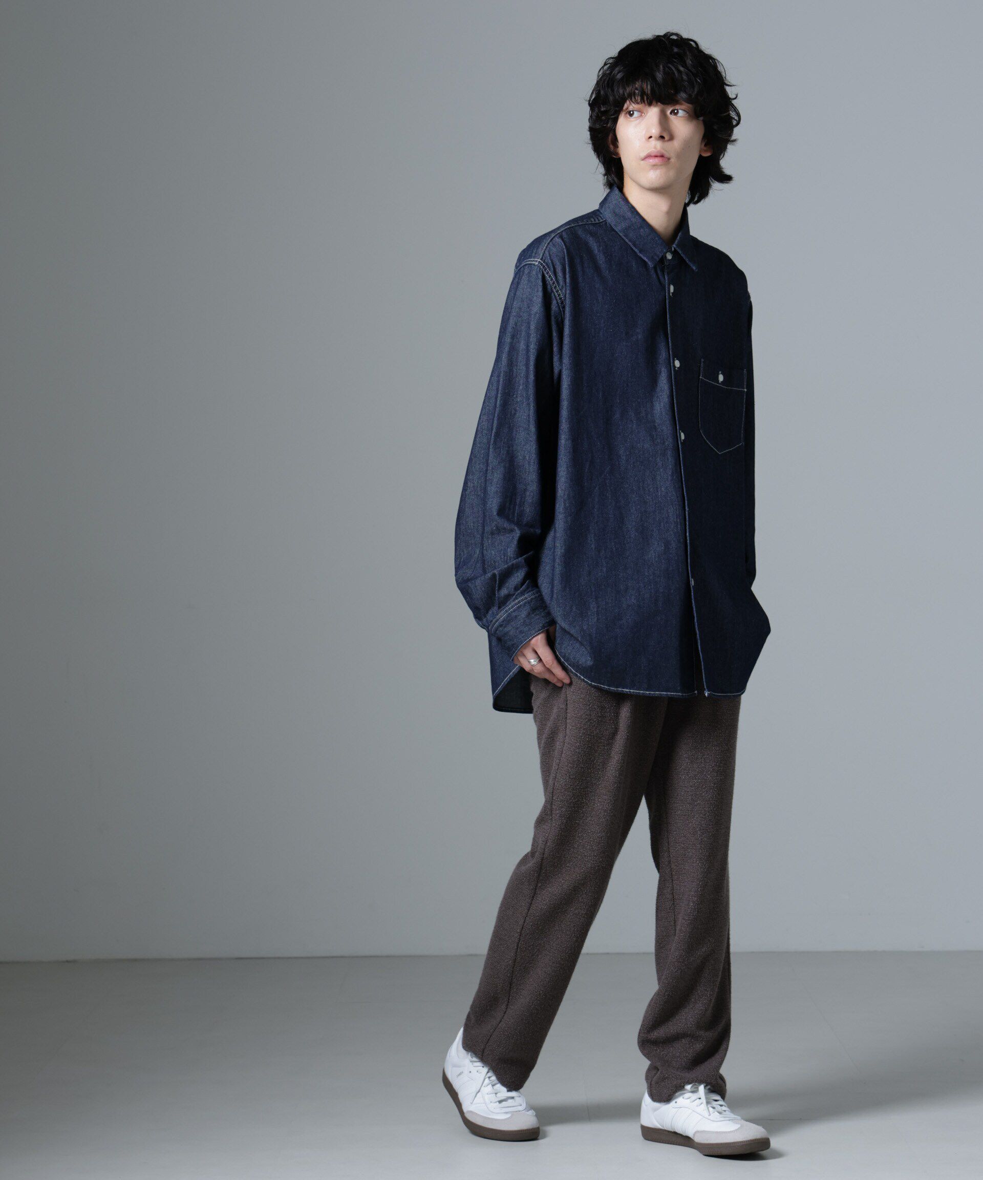 nano･universe「ストレッチメランジイージーパンツ(セットアップ可)」|チノ|