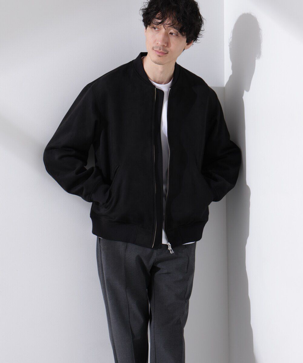 nano･universe「フェイクスエードMA-1」|ブルゾン・スタジャン|ブラック