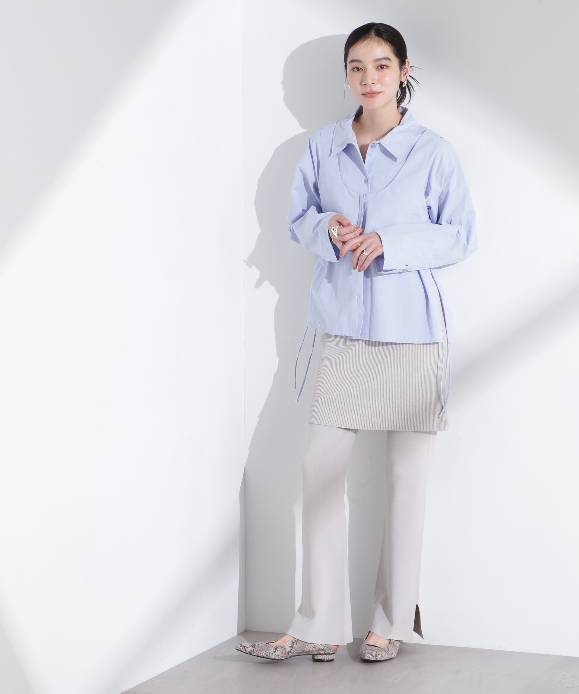 nano･universe「レイヤードニットパンツ」|チノ|