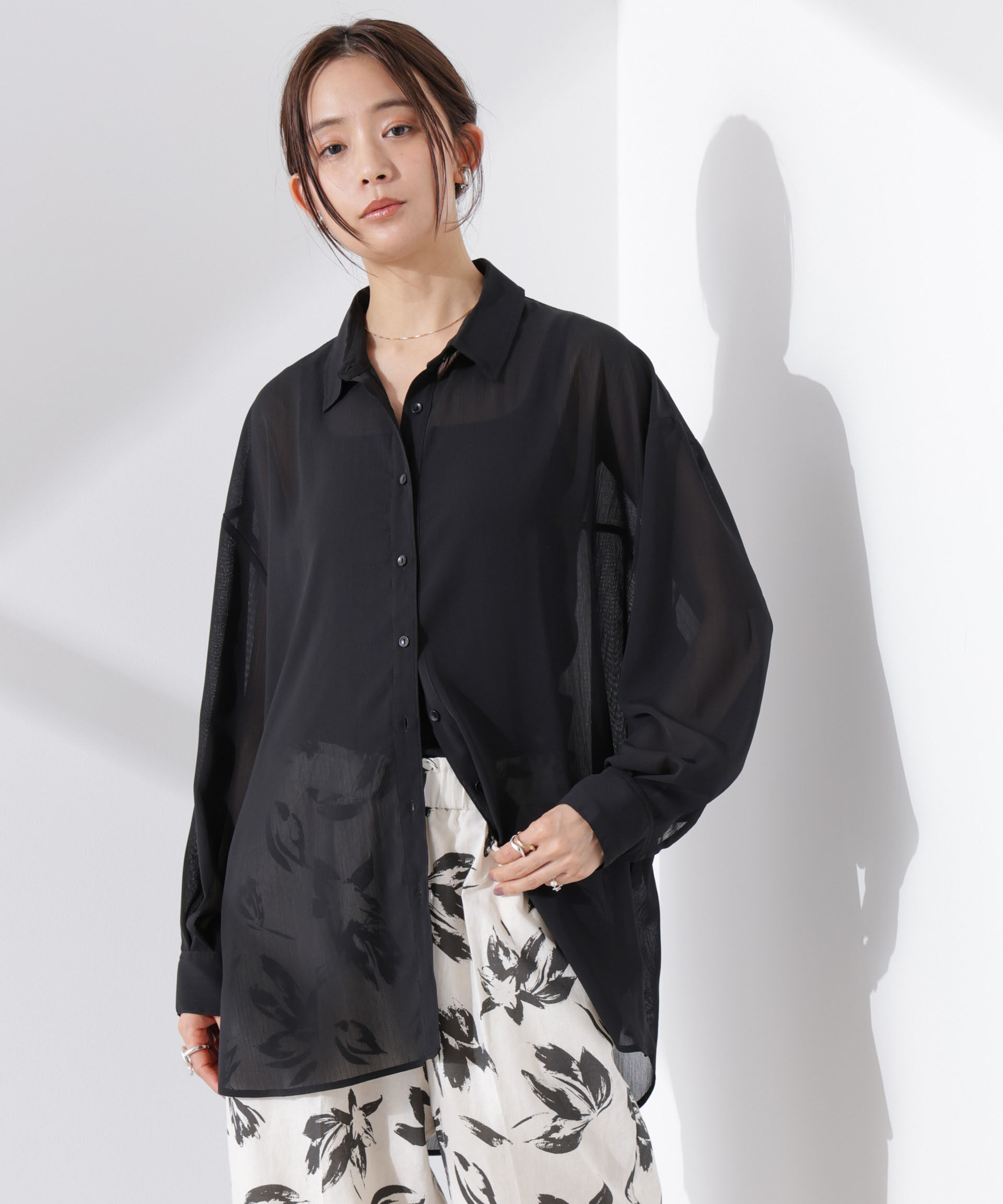 nano･universe「シアー楊柳オーバーサイズシャツ」|シャツ・ブラウス|