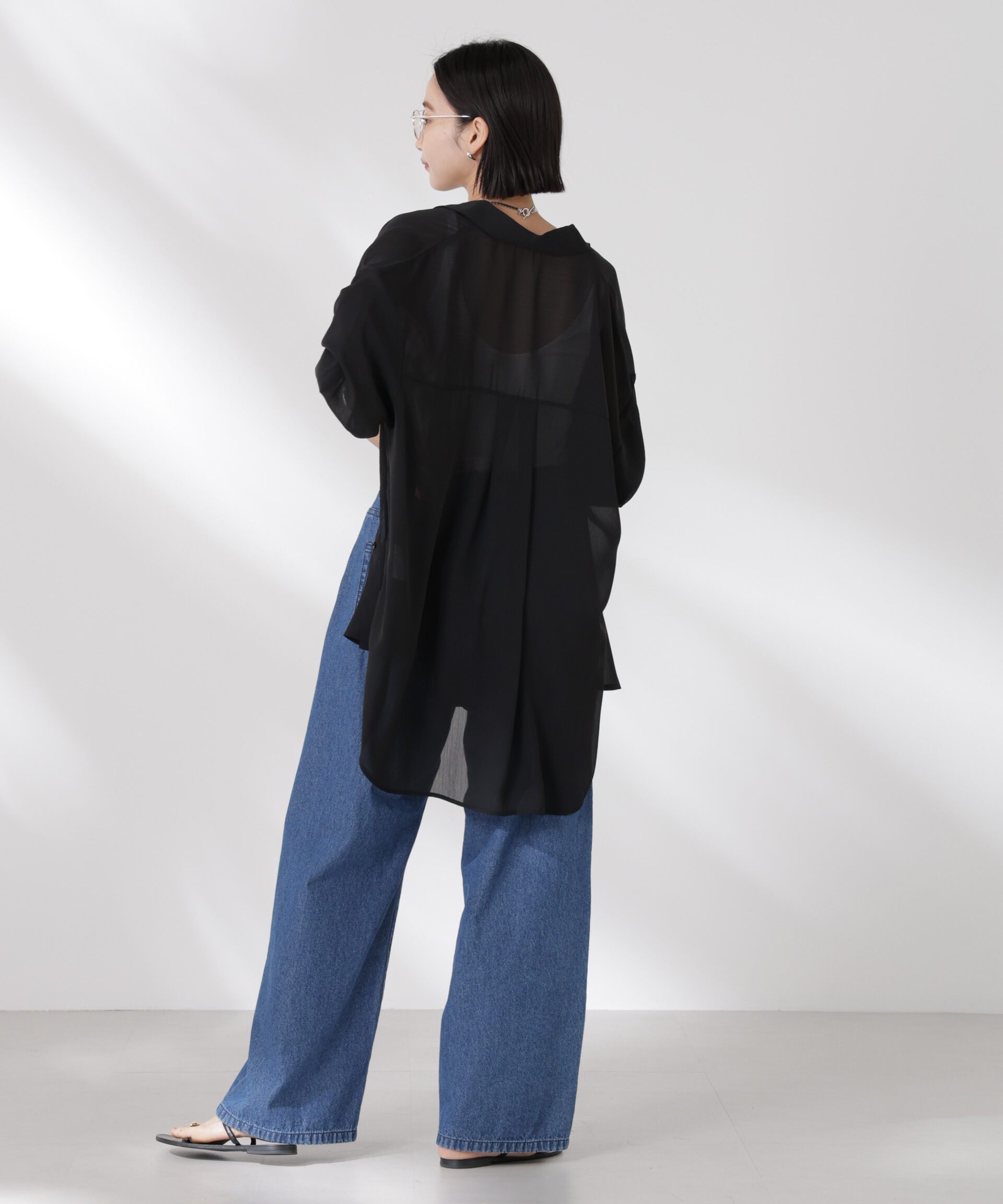 nano･universe「シアー楊柳オーバーサイズシャツ」|シャツ・ブラウス|