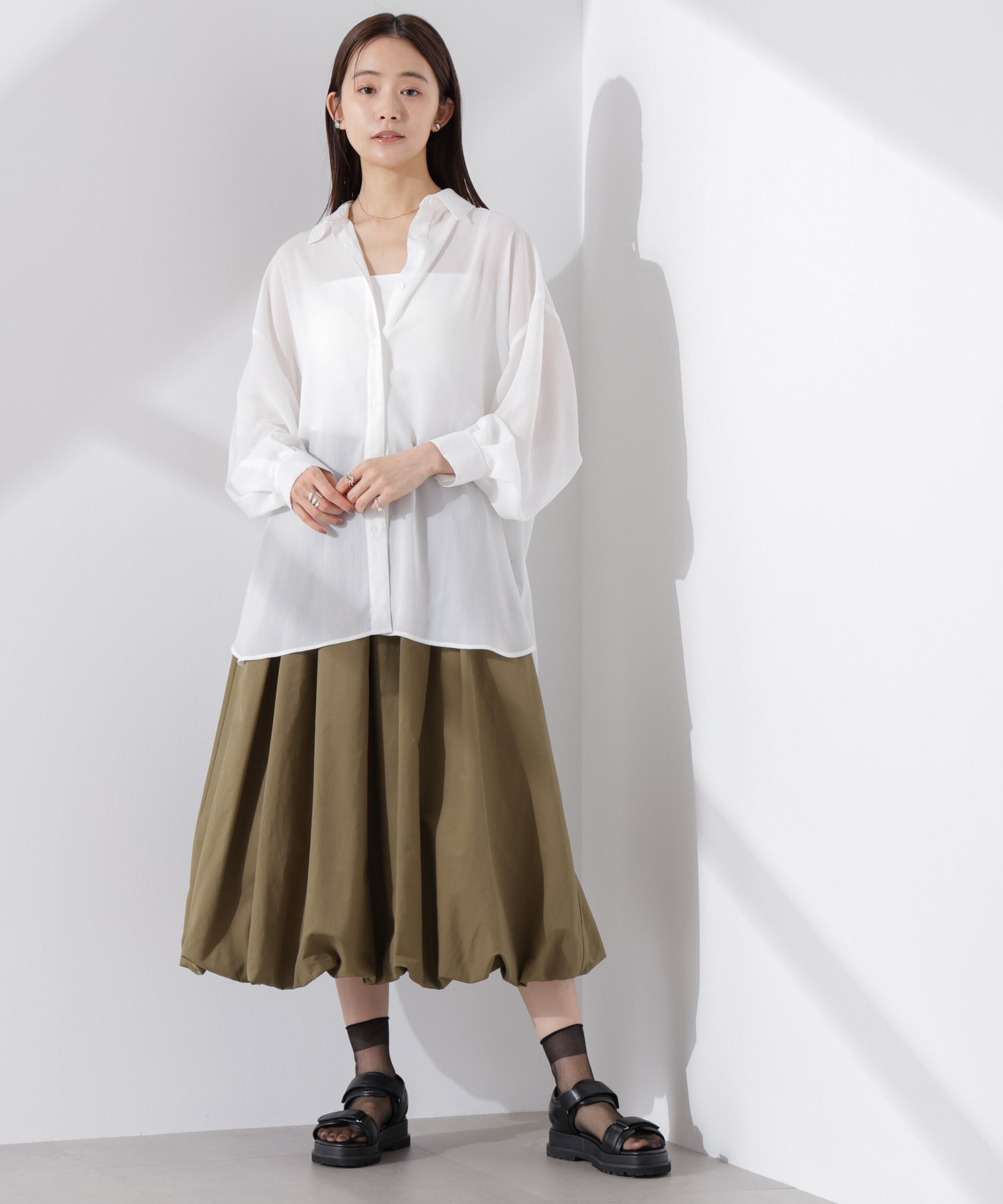 nano･universe「シアー楊柳オーバーサイズシャツ」|シャツ・ブラウス|