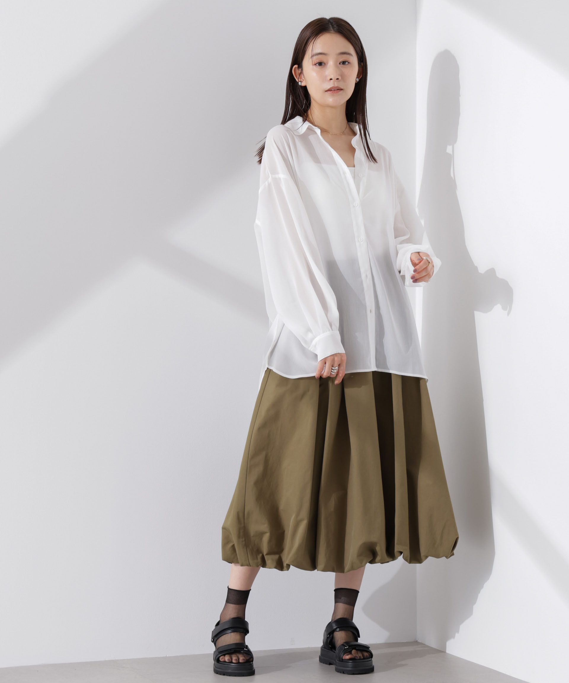 nano･universe「シアー楊柳オーバーサイズシャツ」|シャツ・ブラウス|