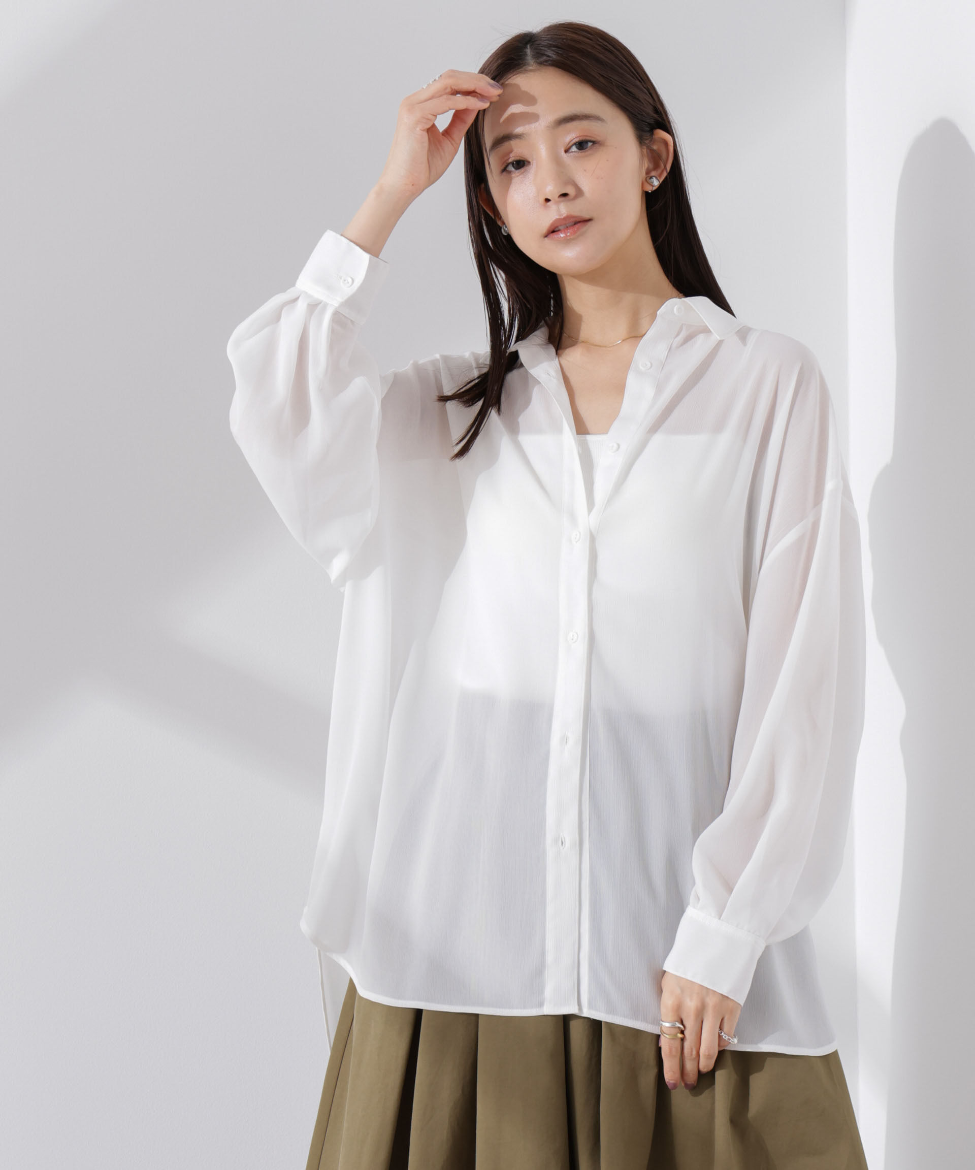 nano･universe「シアー楊柳オーバーサイズシャツ」|シャツ・ブラウス|