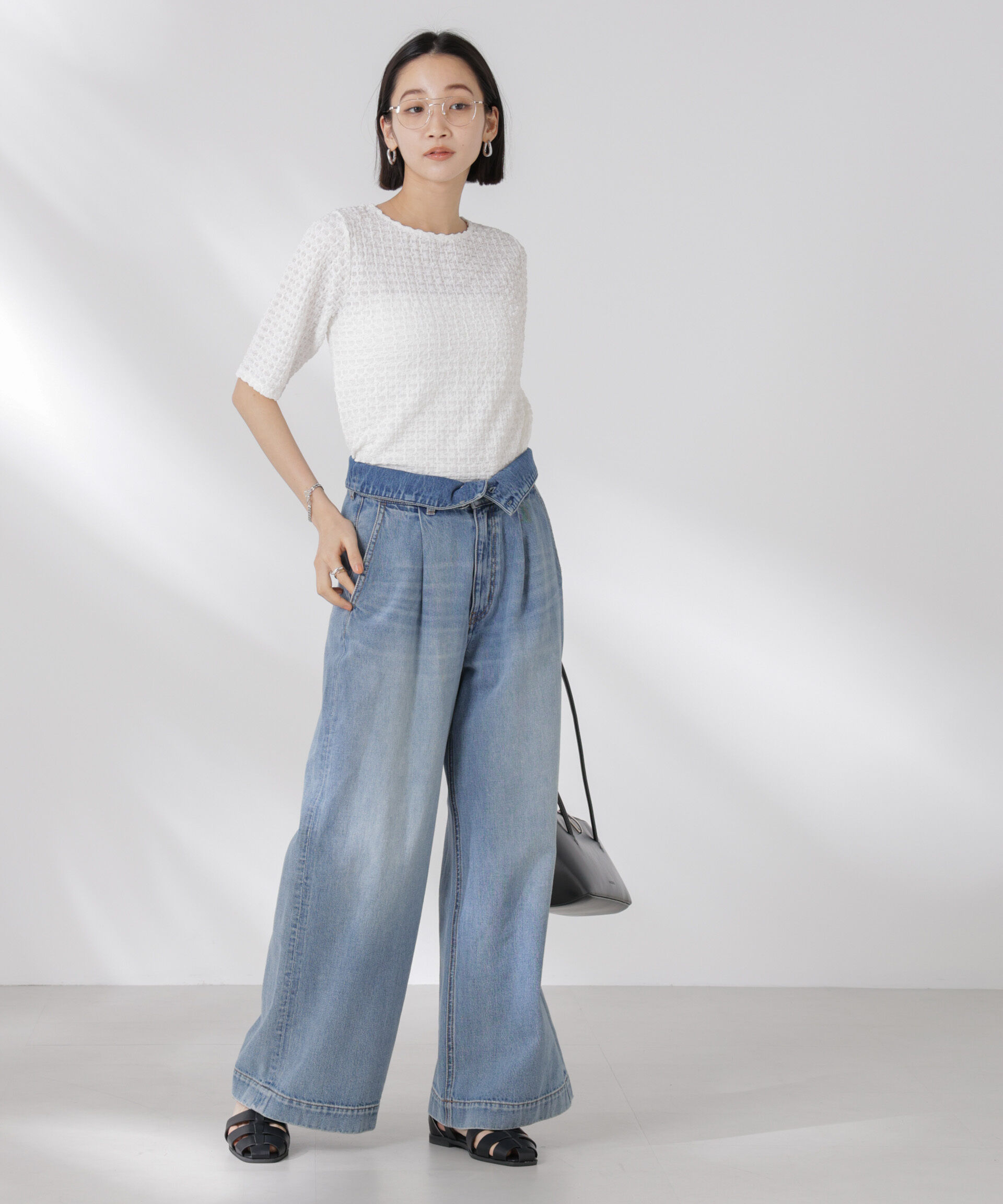 nano･universe「カットサッカークルーネックTシャツ」|Tシャツ・カットソー|