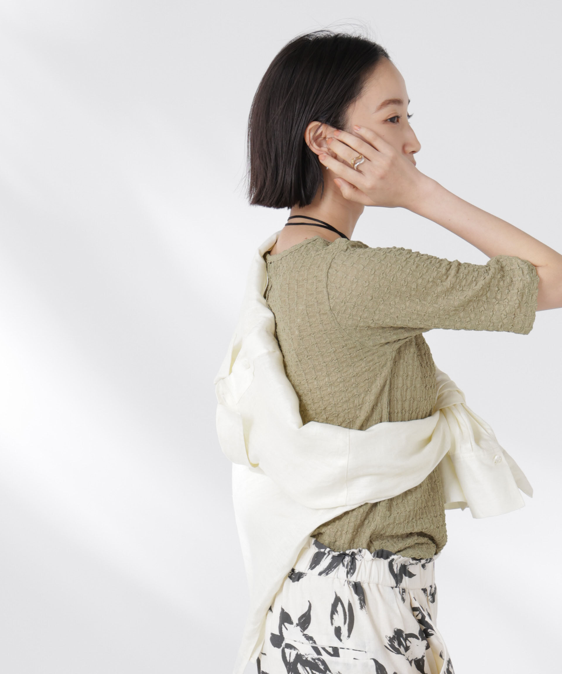 nano･universe「カットサッカークルーネックTシャツ」|Tシャツ・カットソー|