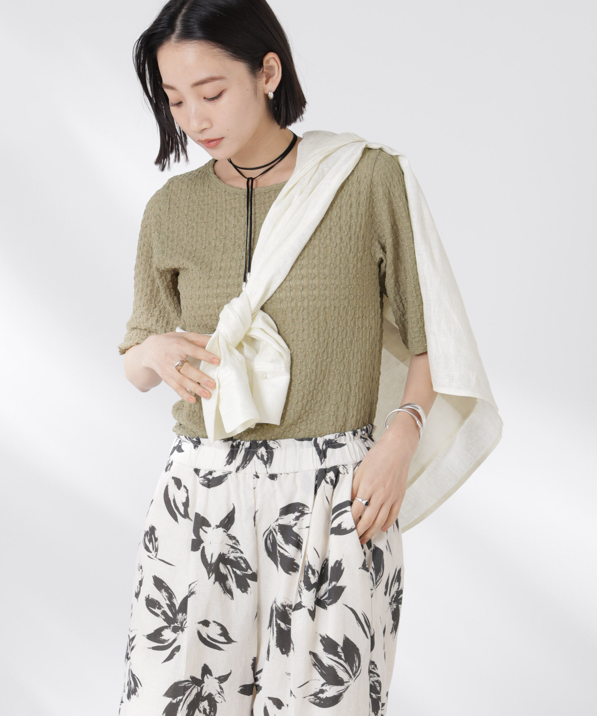 nano･universe「カットサッカークルーネックTシャツ」|Tシャツ・カットソー|