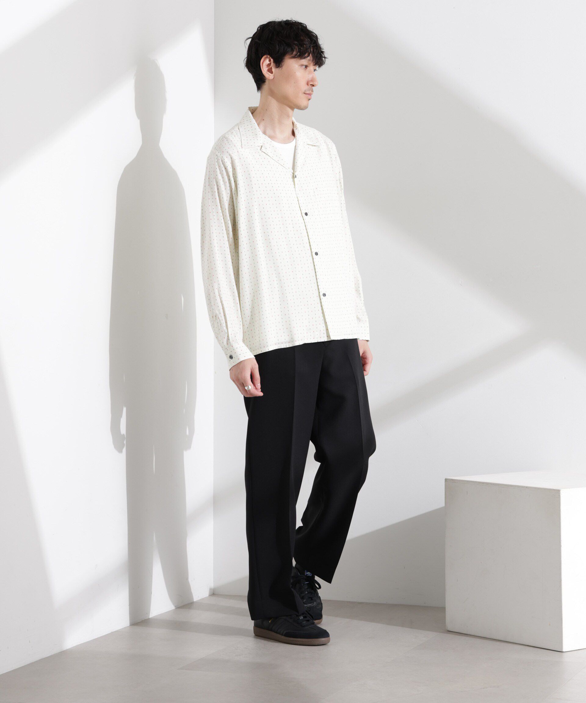  「小紋オープンカラーシャツ　長袖」|シャツ・ブラウス|