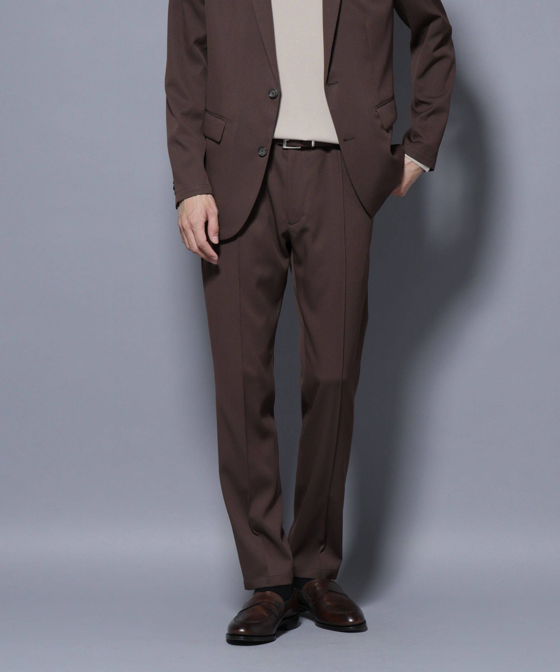 nano･universe「「N TROUSERS BASIC」 シャドーストライプパンツ(セットアップ可)」|スーツ|ブラウン
