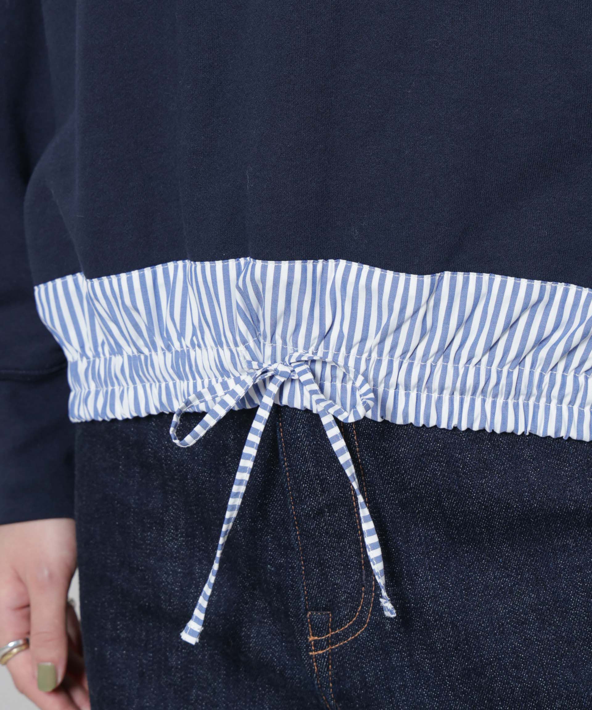 nano･universe「ブロード切替クルーネック裏毛トップス」|Tシャツ・カットソー|