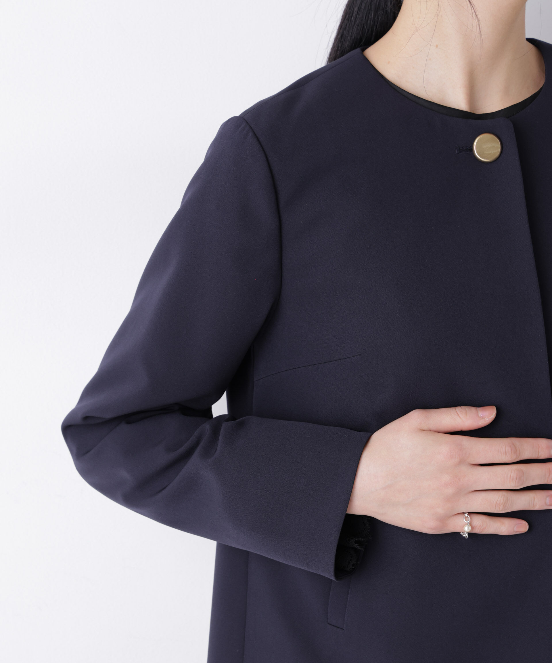 nano･universe「デイリーファンクション ノーカラージャケット(セットアップ可)」|テーラードジャケット|