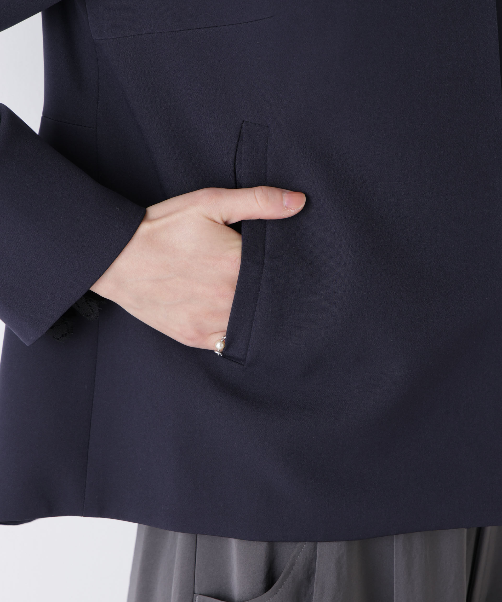 nano･universe「デイリーファンクション ノーカラージャケット(セットアップ可)」|テーラードジャケット|