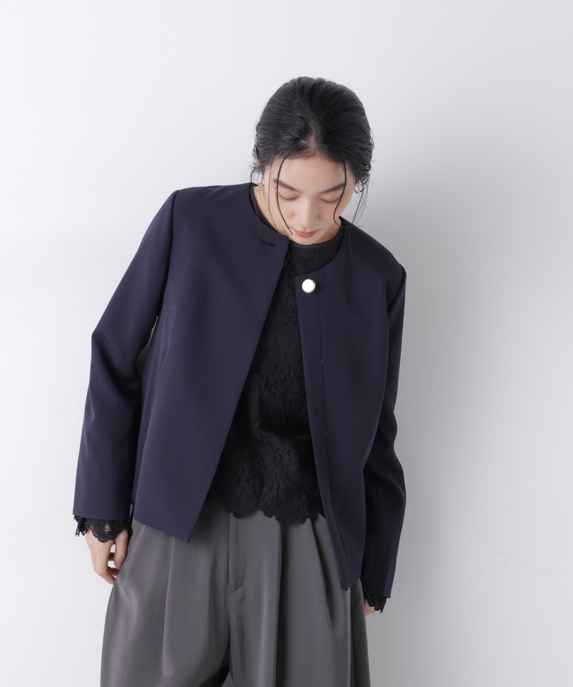 nano･universe「デイリーファンクション ノーカラージャケット(セットアップ可)」|テーラードジャケット|